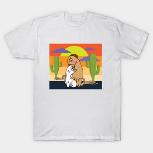 Cat and dog with sunset T-Shirt